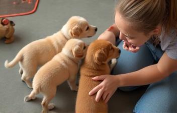 Young puppies during group socialisation class